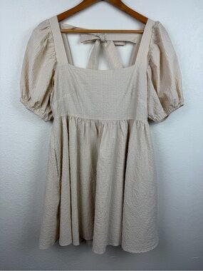Mable Cream Puff Sleeve Babydoll Mini Dress